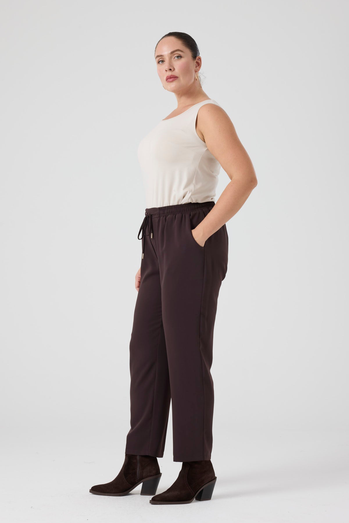 Beli Lastikli Jogger Pantolon Kahve