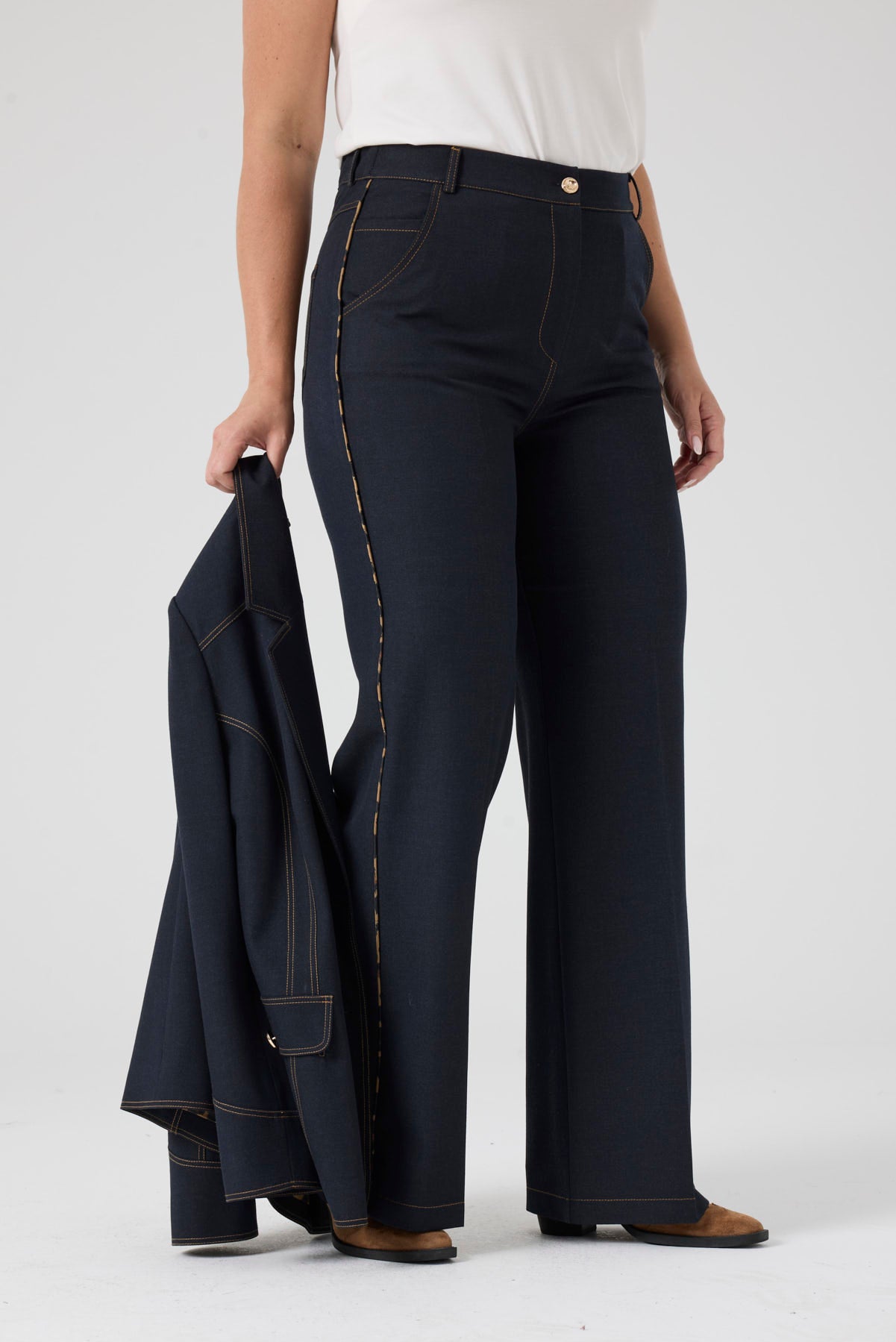 Biyeli Likralı Kot Pantolon Lacivert