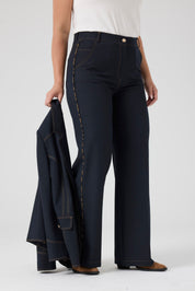 Biyeli Likralı Kot Pantolon Lacivert