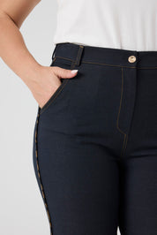 Biyeli Likralı Kot Pantolon Lacivert