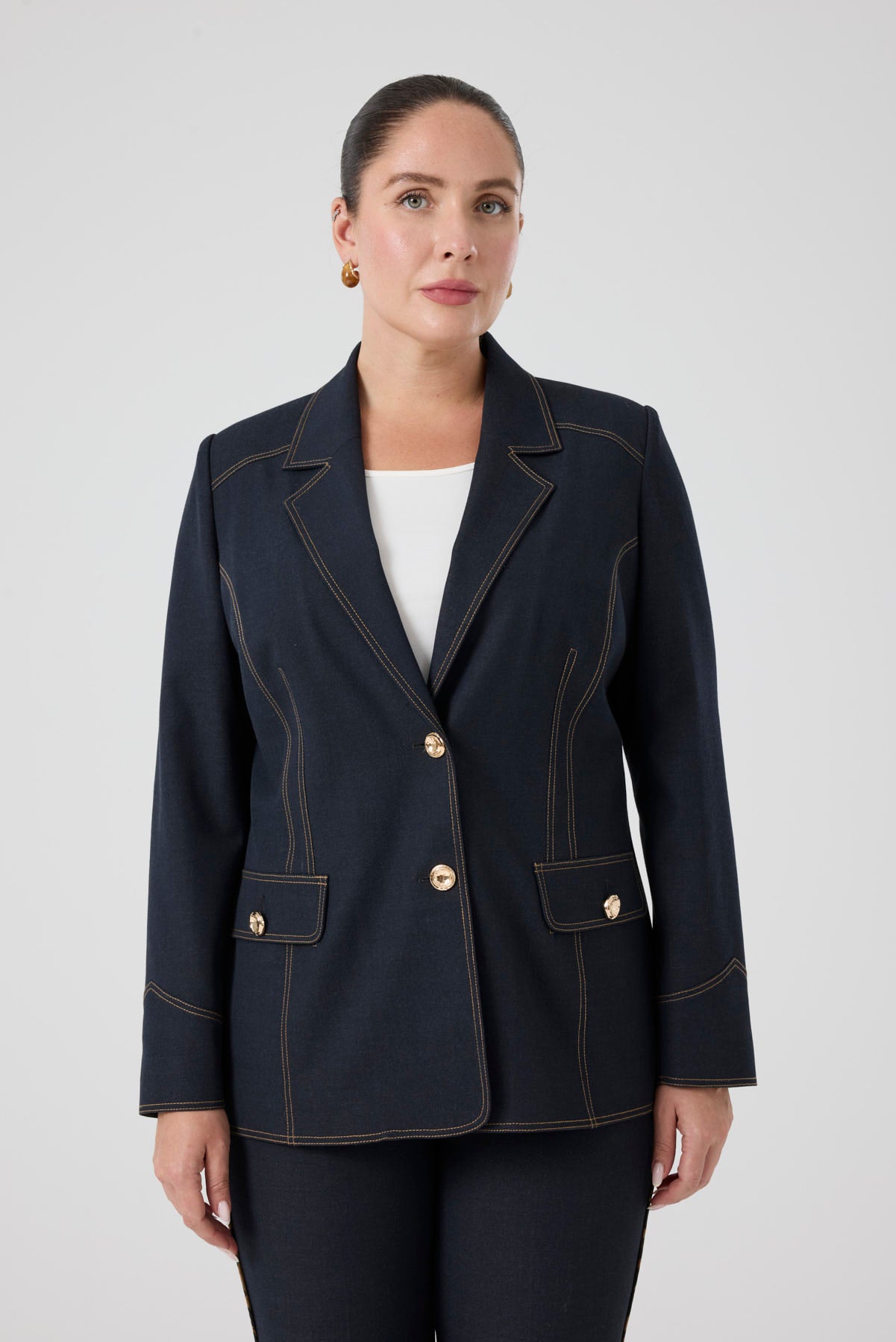 Likralı Kot Ceket Lacivert