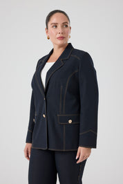 Likralı Kot Ceket Lacivert