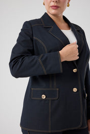 Likralı Kot Ceket Lacivert