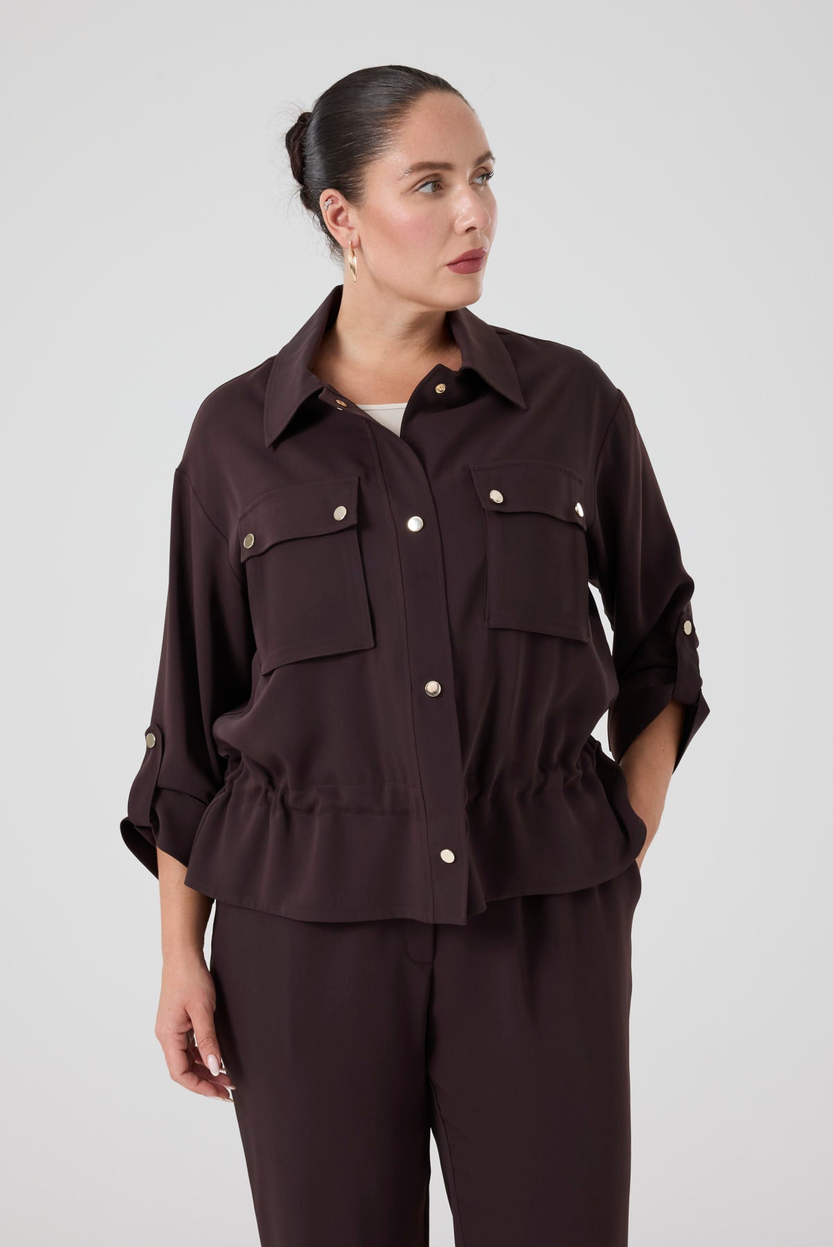 Cepli Bağcıklı Bomber Ceket Kahve