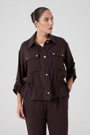 Cepli Bağcıklı Bomber Ceket Kahve