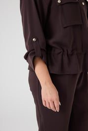 Cepli Bağcıklı Bomber Ceket Kahve