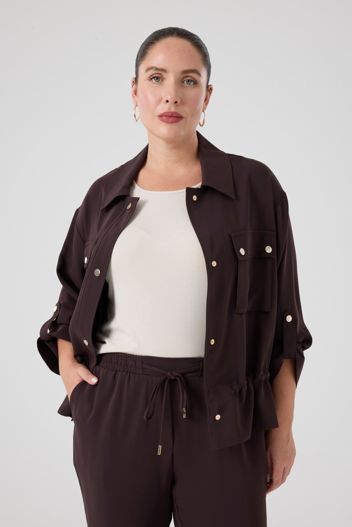 Cepli Bağcıklı Bomber Ceket Kahve