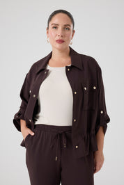 Cepli Bağcıklı Bomber Ceket Kahve