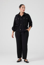 Cepli Bağcıklı Bomber Ceket Siyah