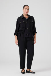 Cepli Bağcıklı Bomber Ceket Siyah