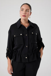 Cepli Bağcıklı Bomber Ceket Siyah