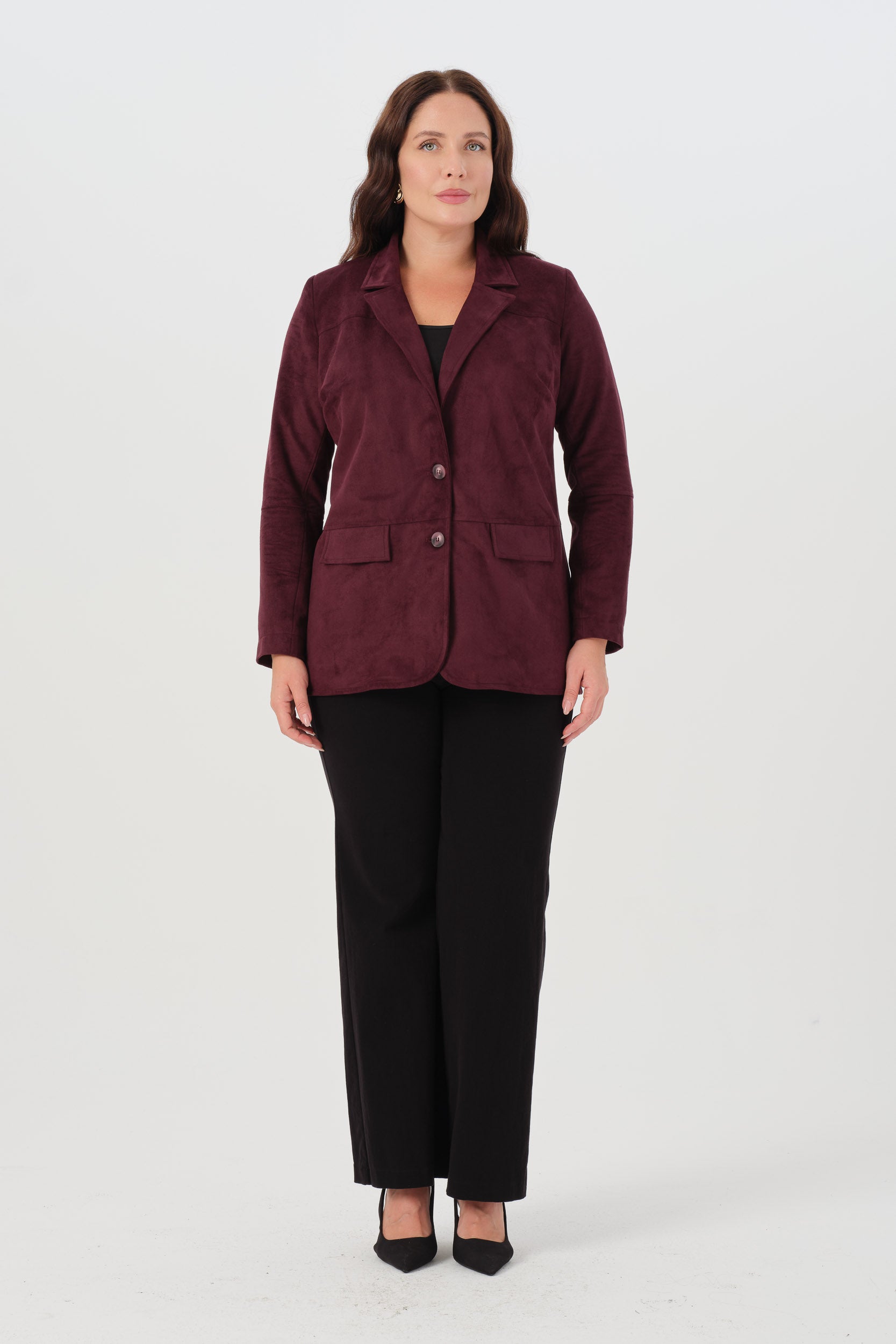 Süet Blazer Ceket Bordo