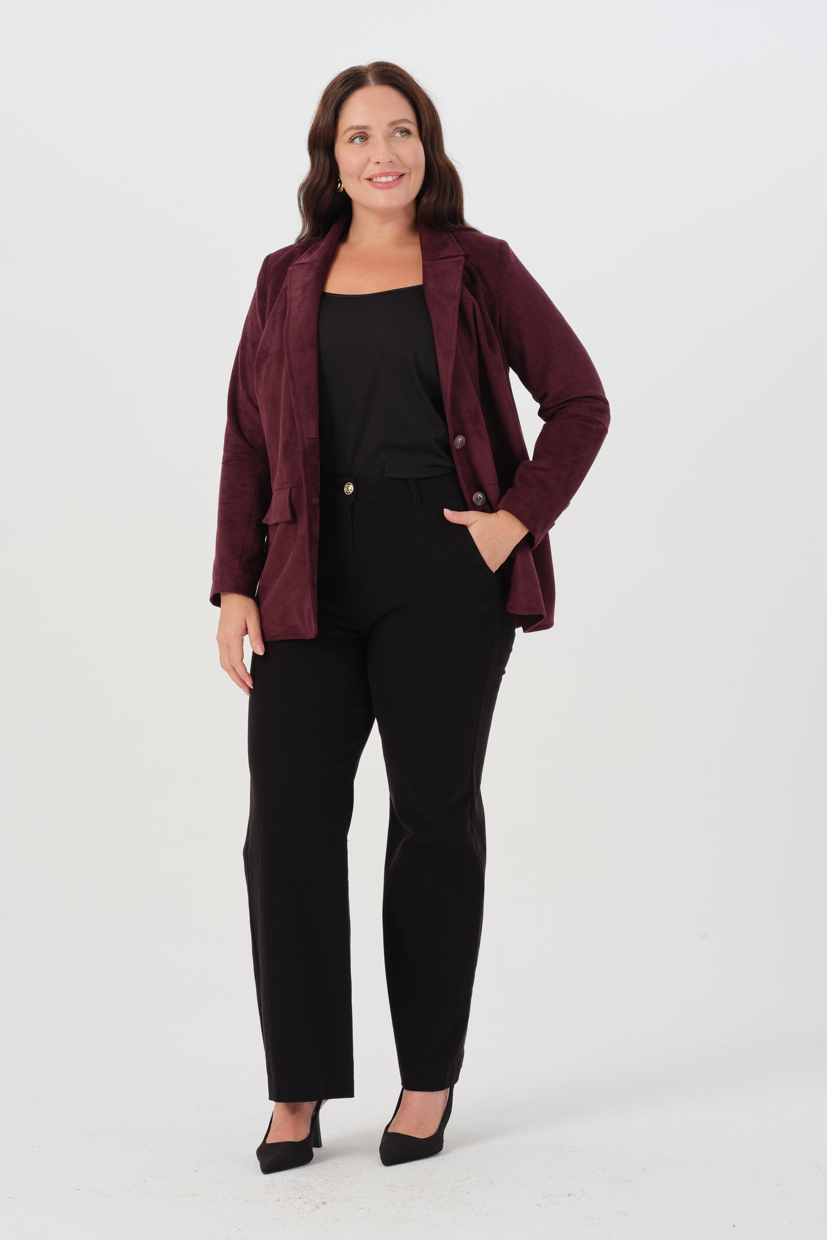 Süet Blazer Ceket Bordo
