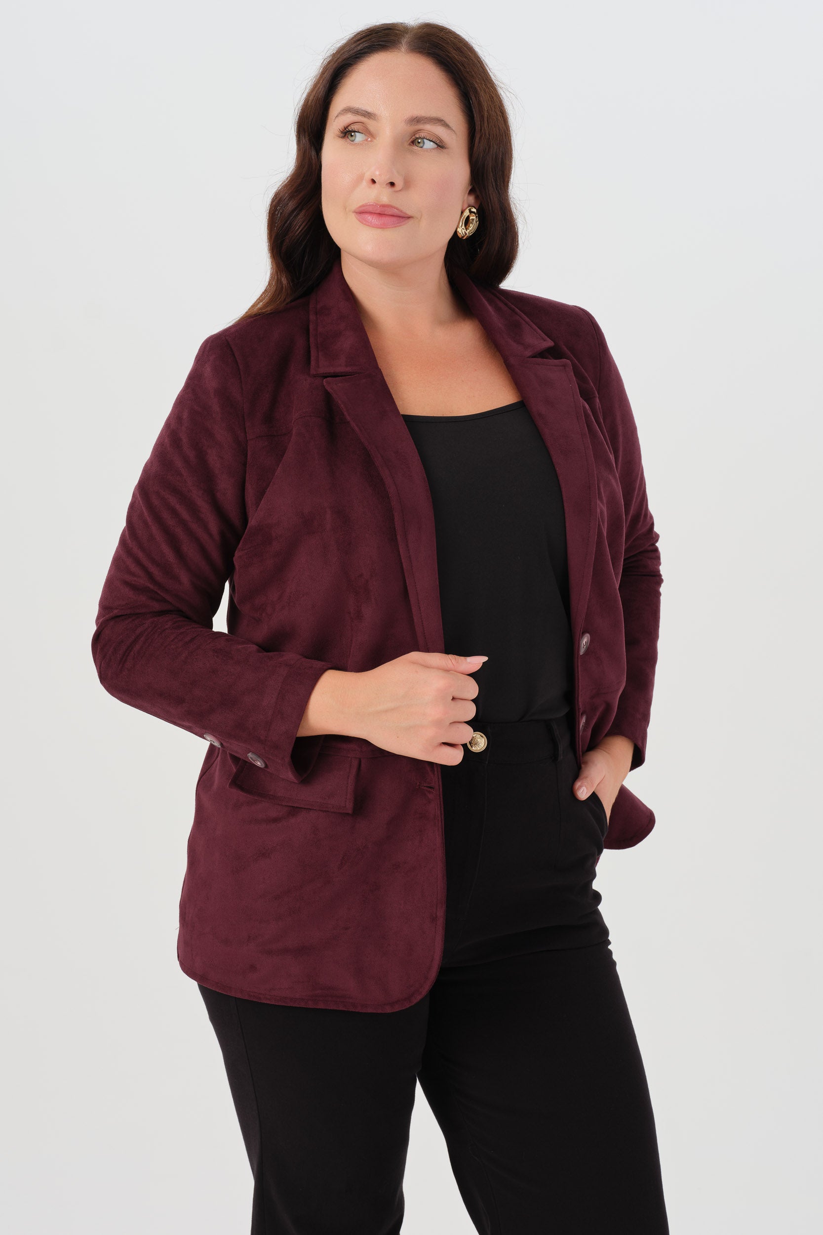 Süet Blazer Ceket Bordo