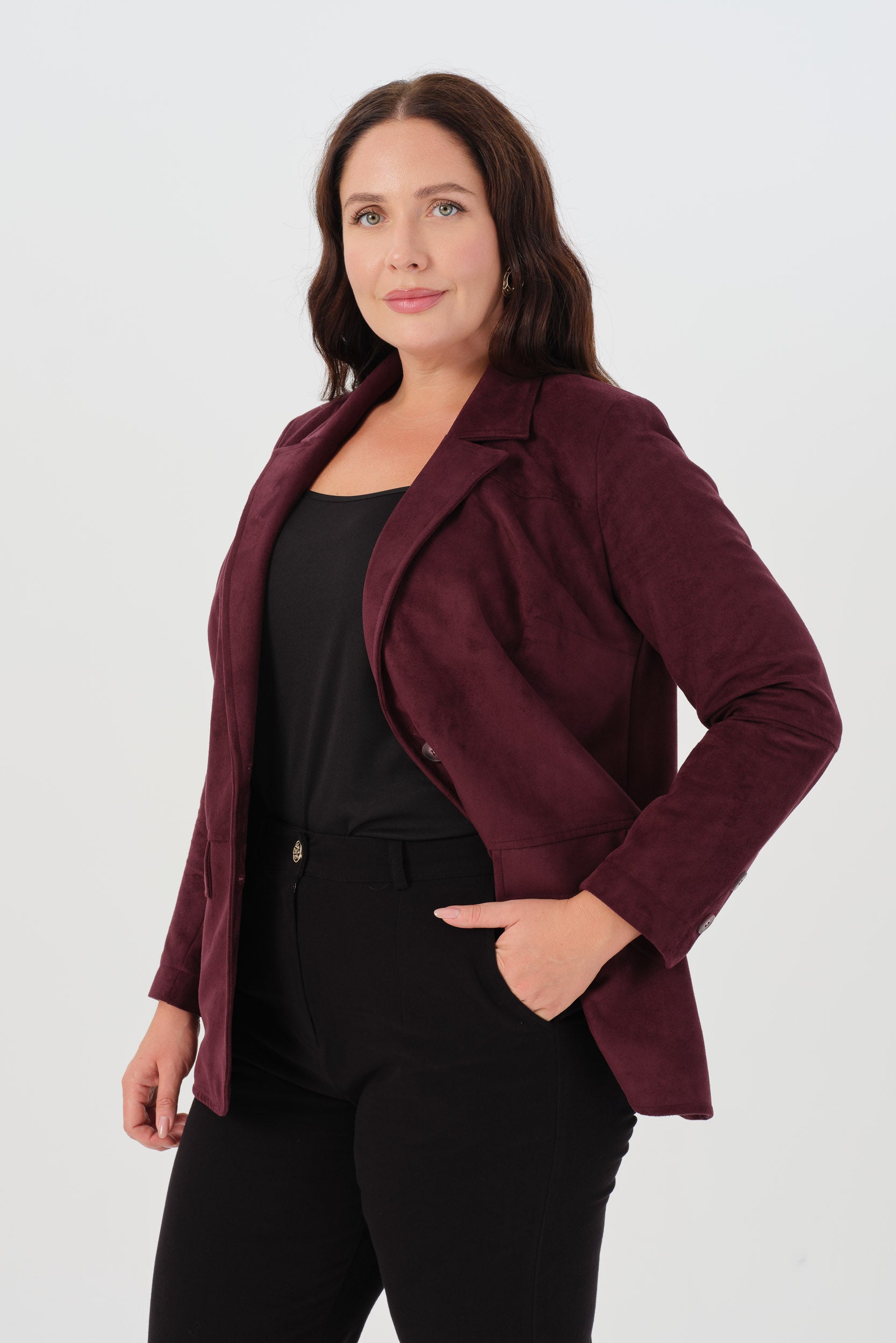 Süet Blazer Ceket Bordo