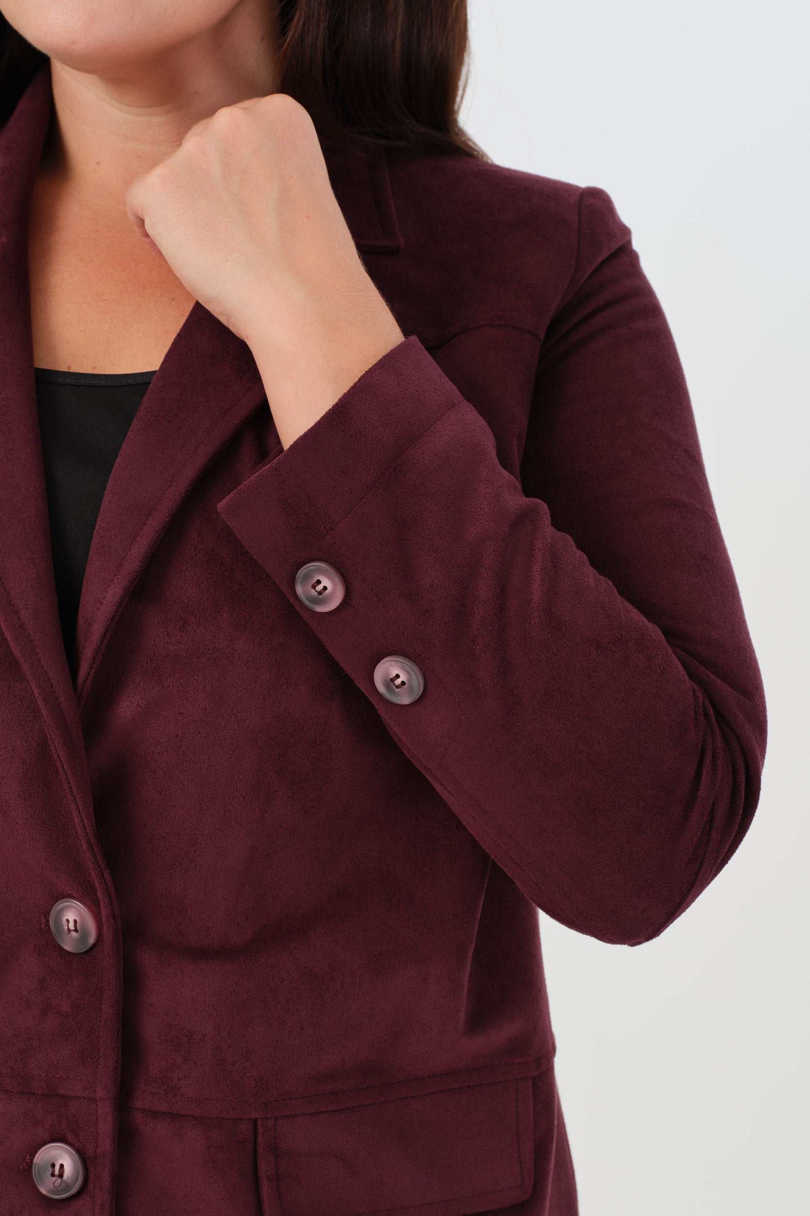 Süet Blazer Ceket Bordo