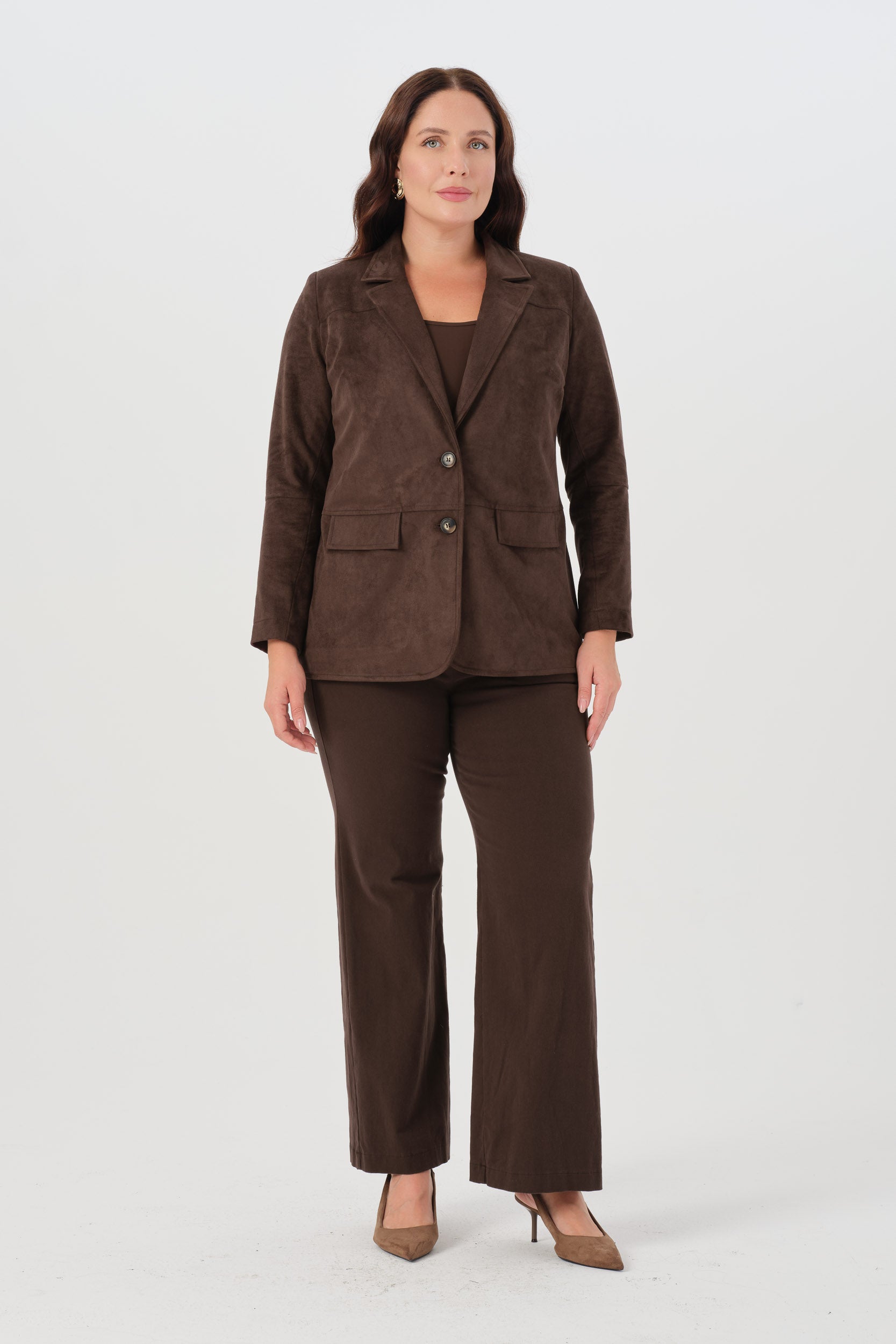 Süet Blazer Ceket Kahverengi