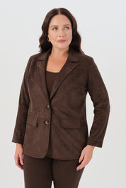 Süet Blazer Ceket Kahverengi