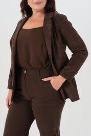 Süet Blazer Ceket Kahverengi