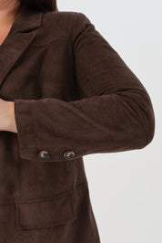 Süet Blazer Ceket Kahverengi