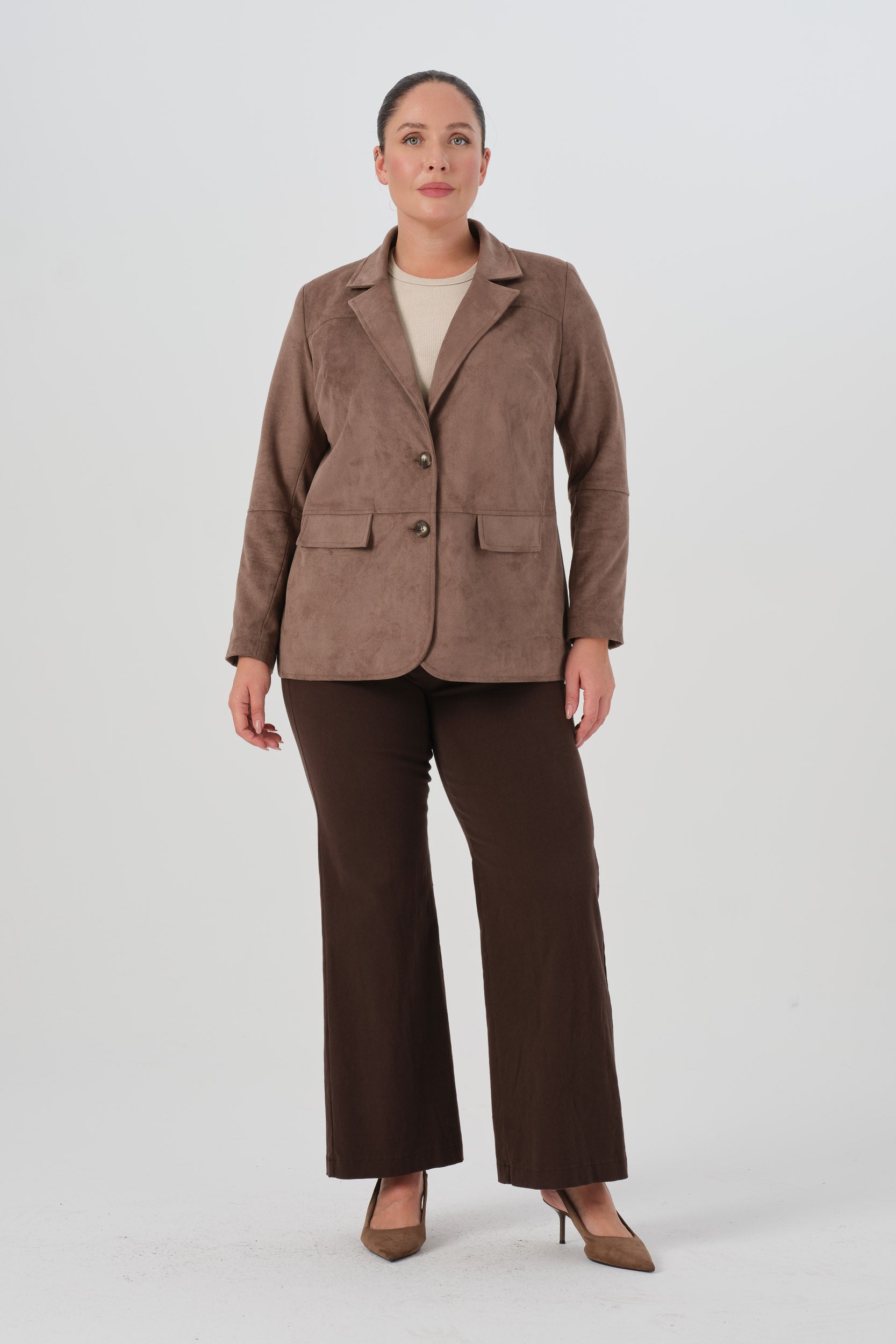 Süet Blazer Ceket Vizon