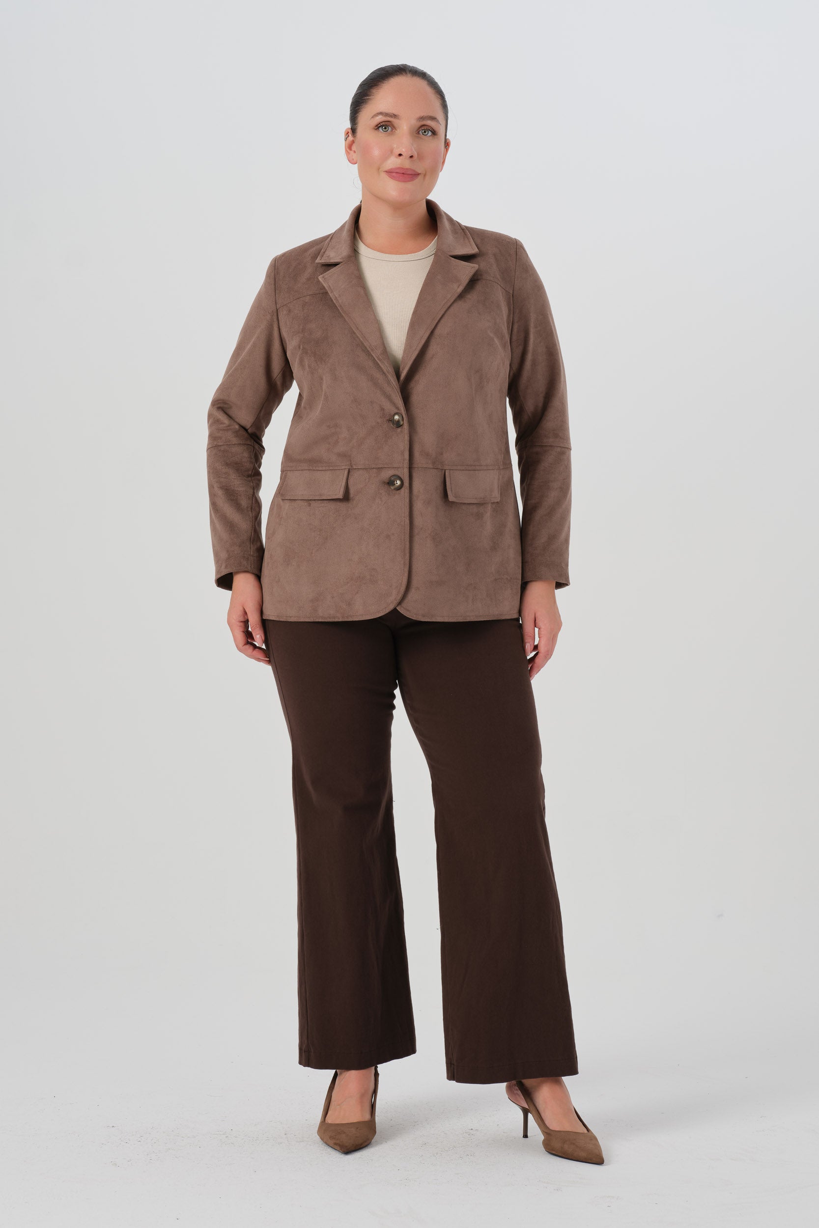 Süet Blazer Ceket Vizon