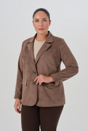 Süet Blazer Ceket Vizon
