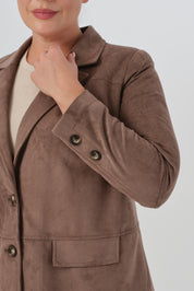 Süet Blazer Ceket Vizon