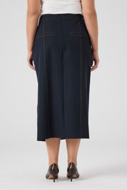 Düğme Detaylı Likralı Kot Etek Lacivert