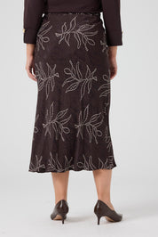 Jakarlı Viskon Verev Etek Kahve