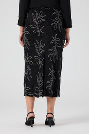 Jakarlı Viskon Verev Etek Siyah