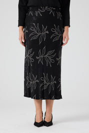 Jakarlı Viskon Verev Etek Siyah