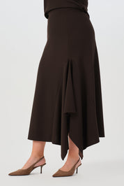 Asimetrik Örme Etek Kahverengi