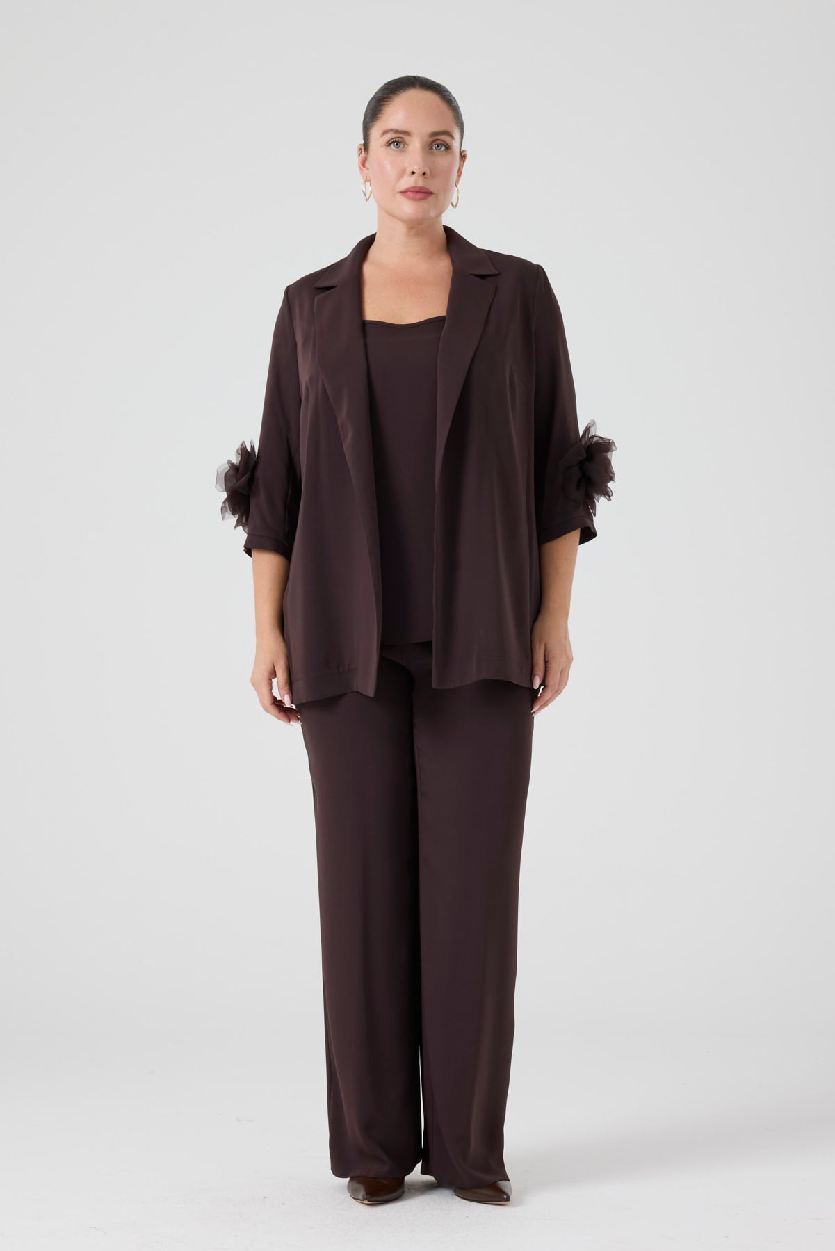 Ceket Pantolon Üçlü Takım Kahve