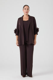 Ceket Pantolon Üçlü Takım Kahve