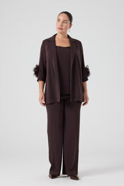 Ceket Pantolon Üçlü Takım Kahve