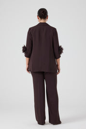 Ceket Pantolon Üçlü Takım Kahve