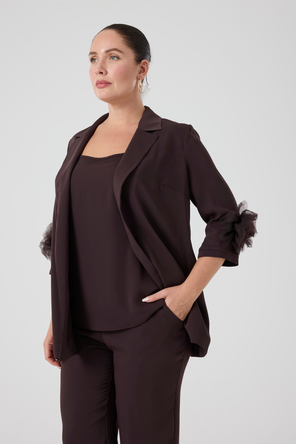 Ceket Pantolon Üçlü Takım Kahve