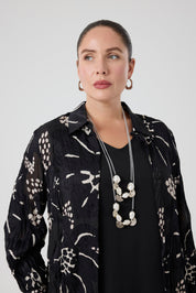 Jakarlı Gömlek - Bluz Pantolon Takım Siyah