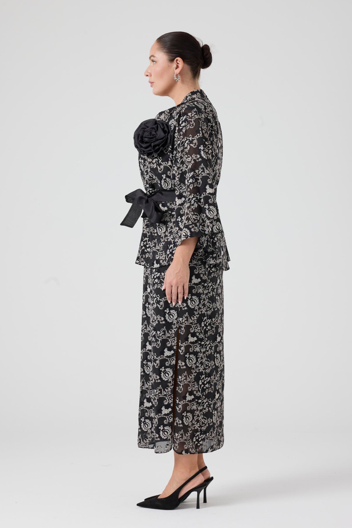 Yakma Saten İkili takım Bej