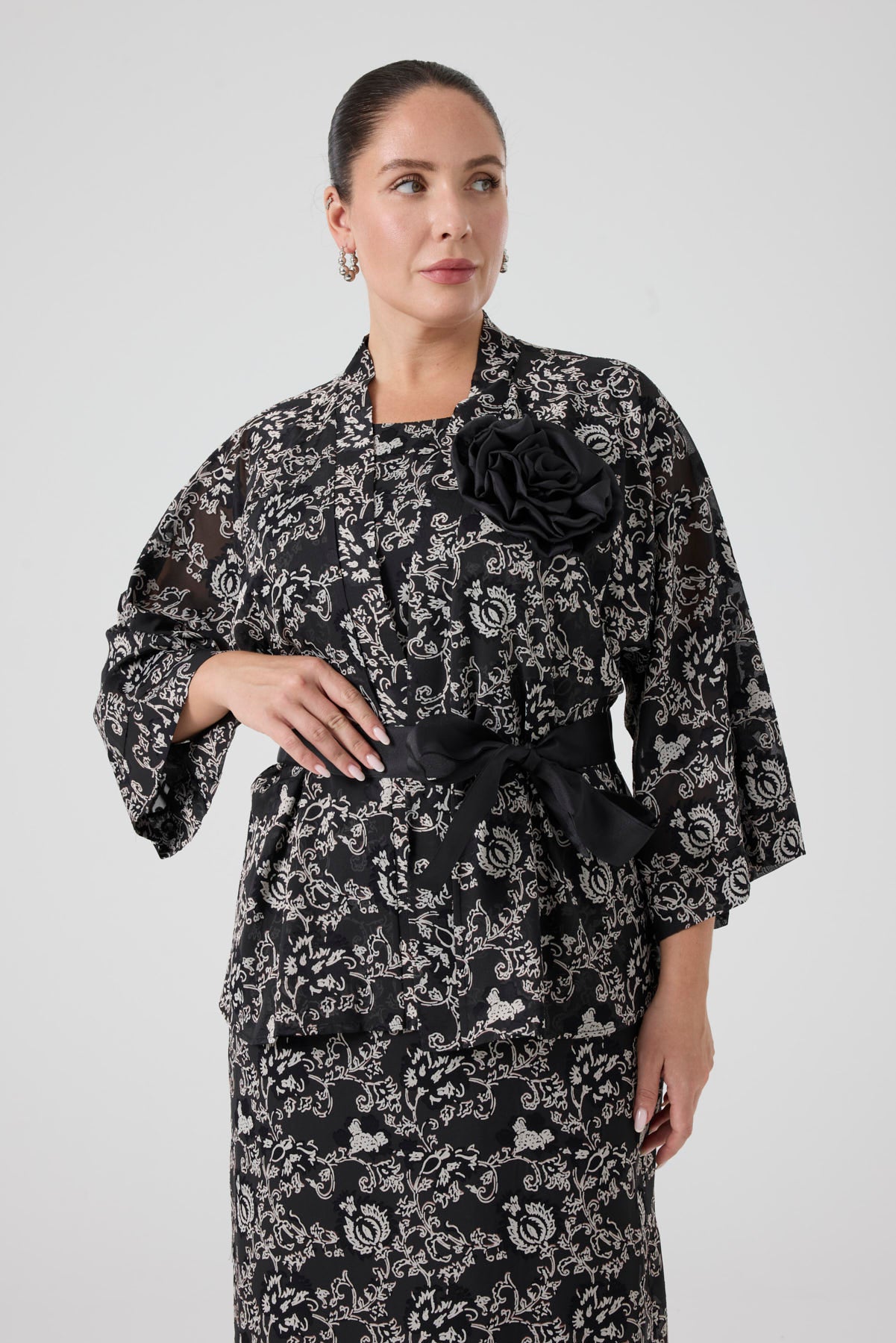 Yakma Saten İkili takım Bej