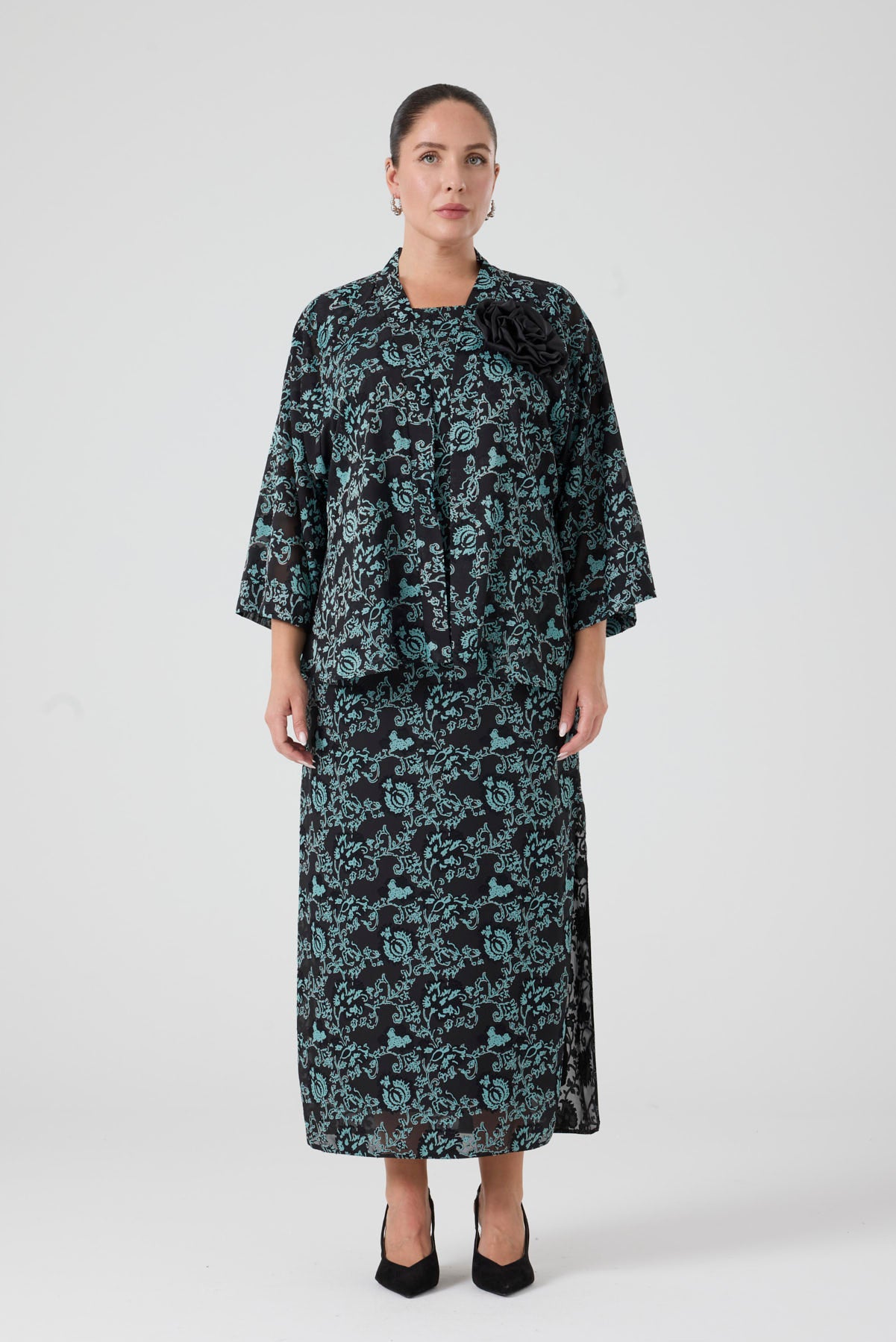 Yakma Saten İkili Takım Yeşil