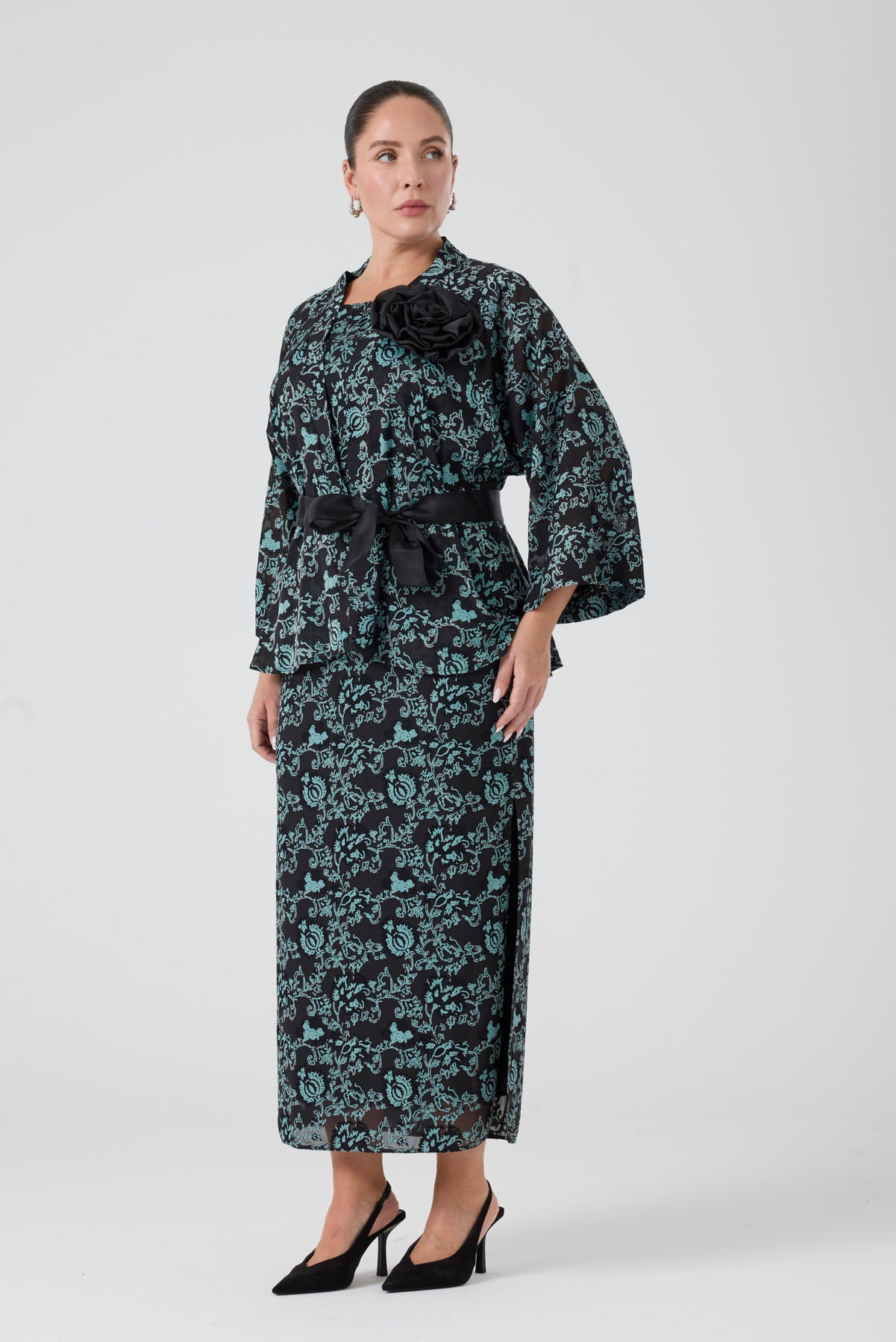 Yakma Saten İkili Takım Yeşil