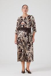 Eteği Piliseli Floş Viskon Takım Kahve