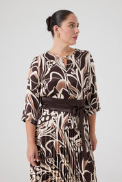 Eteği Piliseli Floş Viskon Takım Kahve