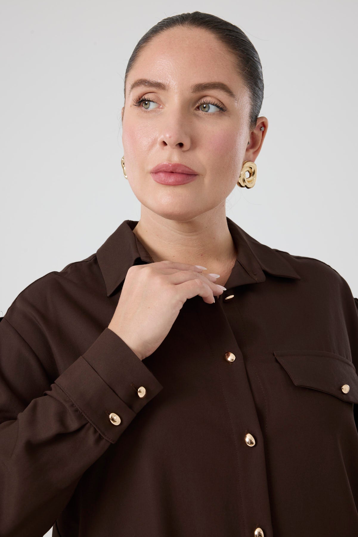 Viskon Gömlek Pantolon Takım Kahve