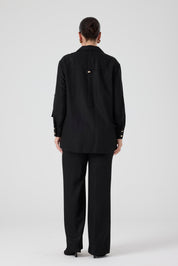 Viskon Gömlek Pantolon Takım Siyah