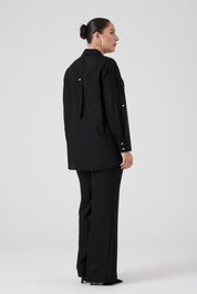 Viskon Gömlek Pantolon Takım Siyah