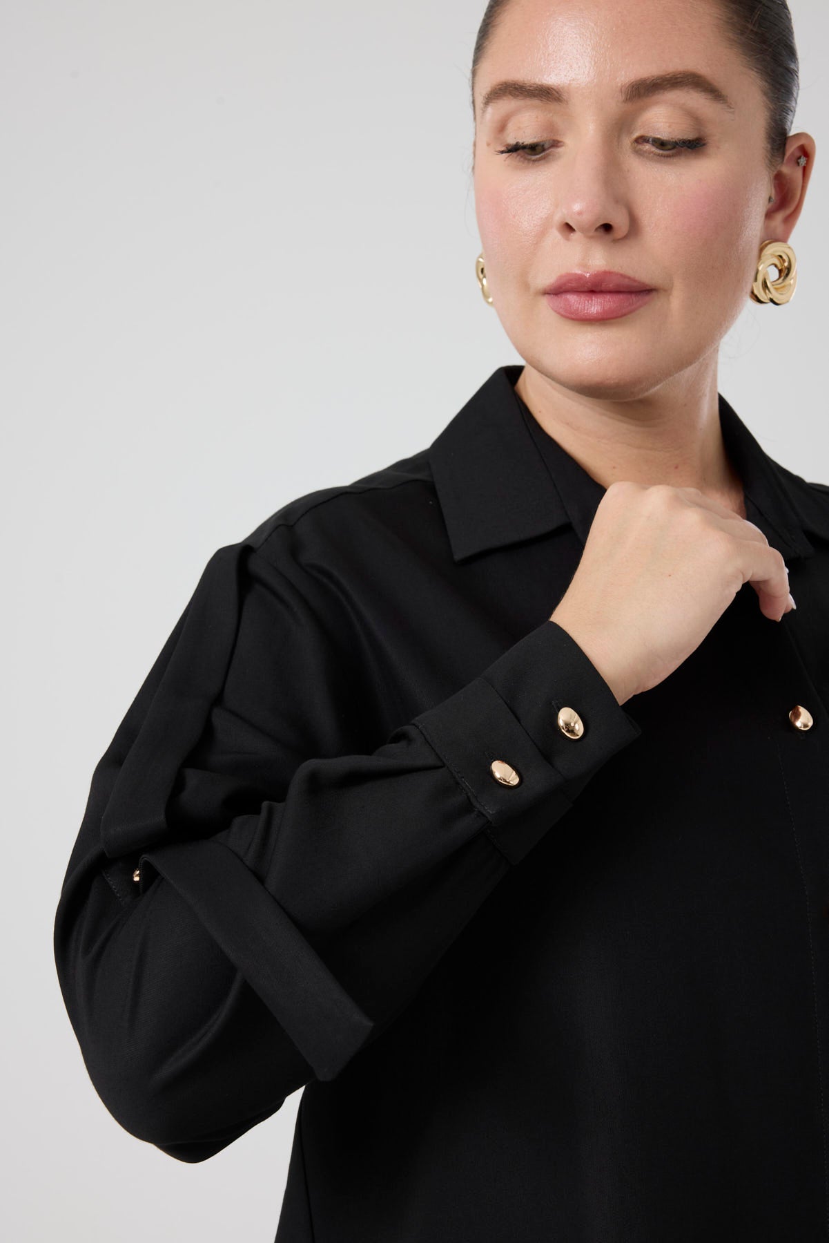 Viskon Gömlek Pantolon Takım Siyah