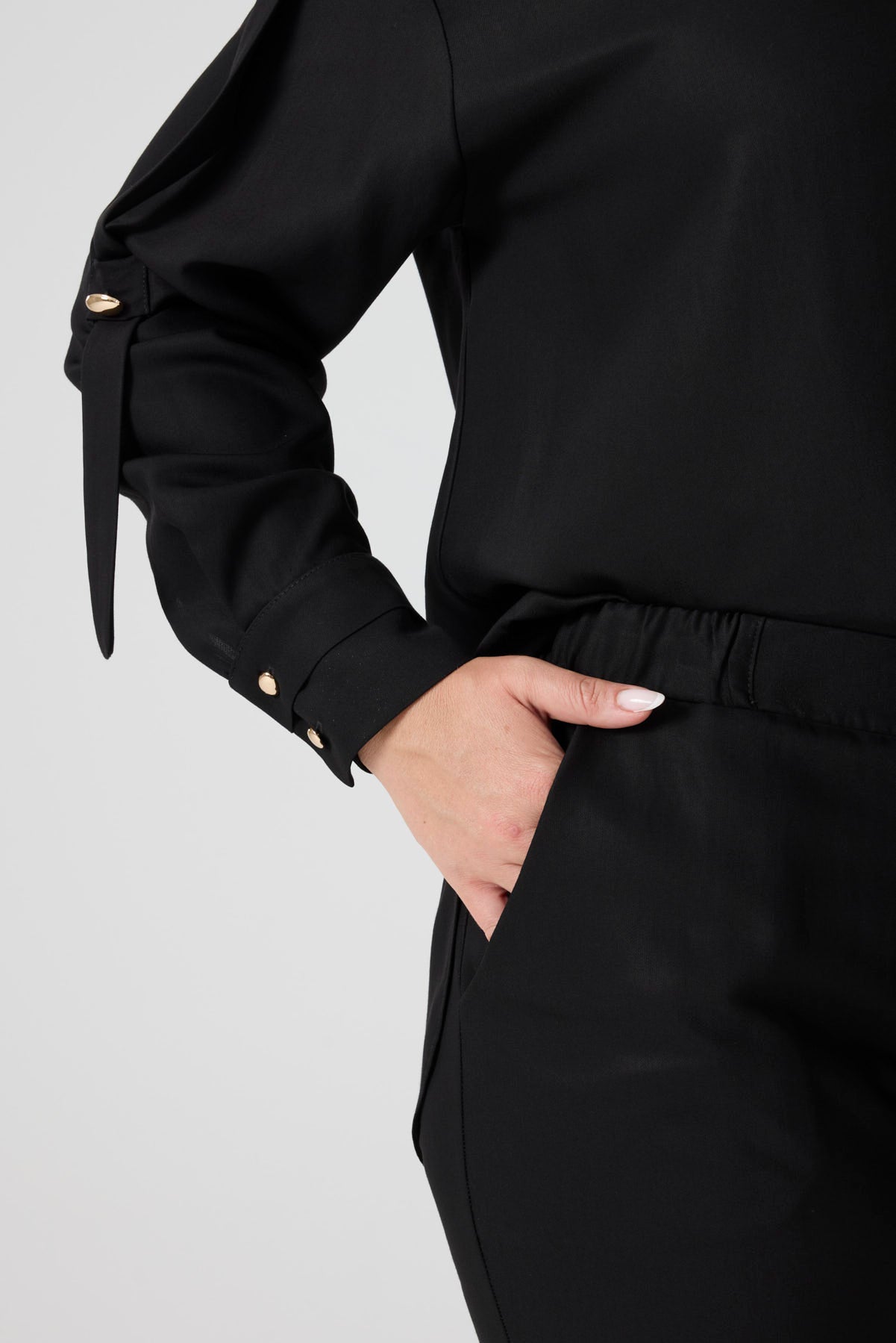 Viskon Gömlek Pantolon Takım Siyah